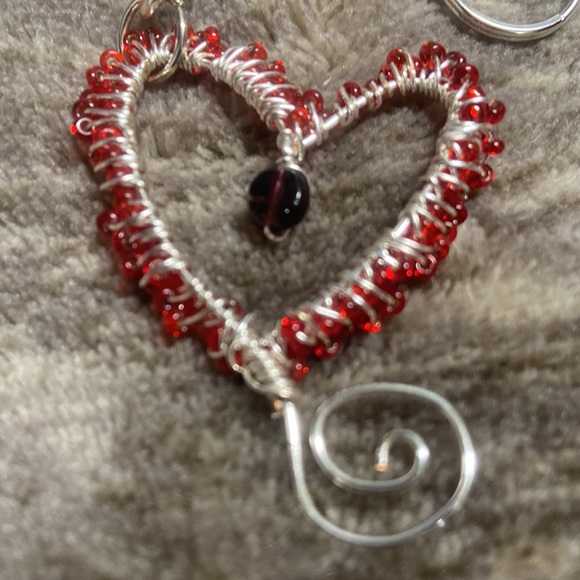 🎉sale! Handmade wire-wrapped keychain. Beautiful beads wire wrap heart - Picture 5 of 7